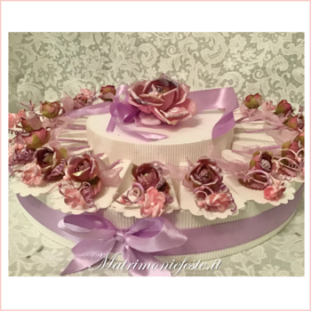 FOTO ESEMPIO - Torta  bomboniera con 20/32  fette - pick roselina perlizzata